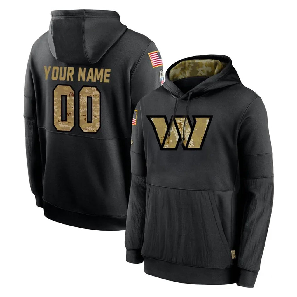 Mdoa Custom W.Commanders Black Salute to Service Performance Pullover Hoodies Home Game Any Name & Numbers Stitched Jerseys