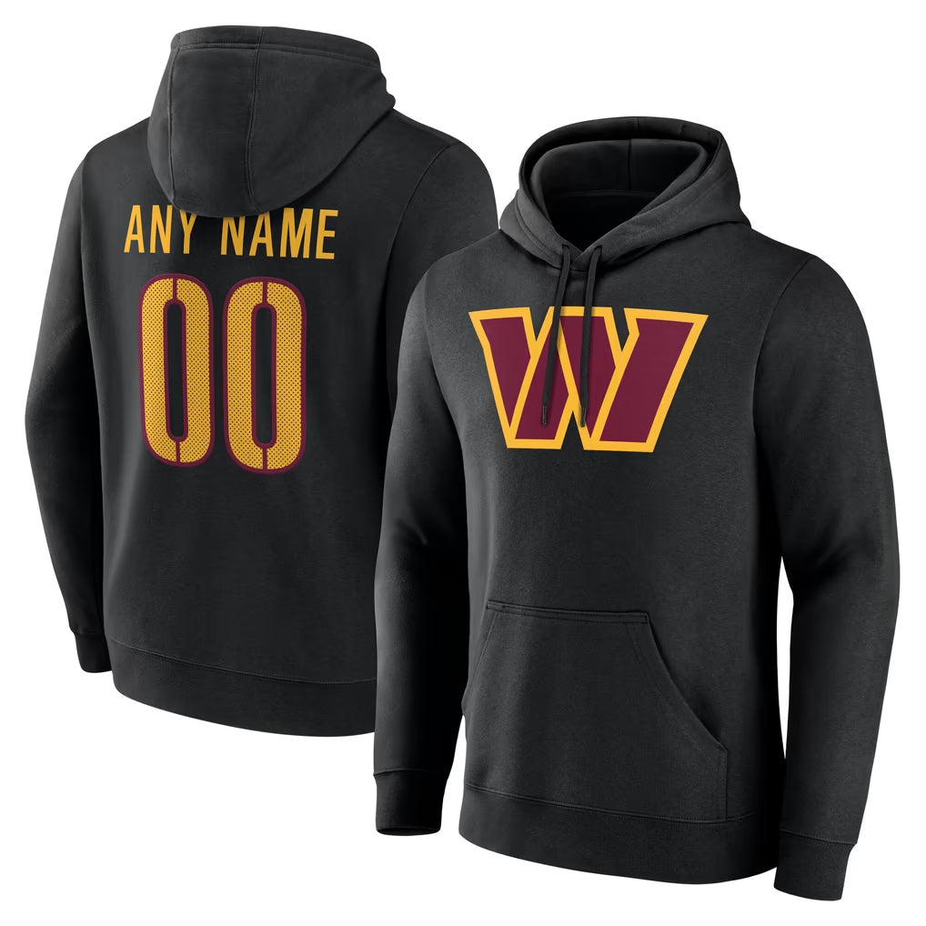 Mdoa Custom W.Commanders Gray LOGO Performance Pullover Hoodies Game Any Name & Numbers Stitched Jerseys
