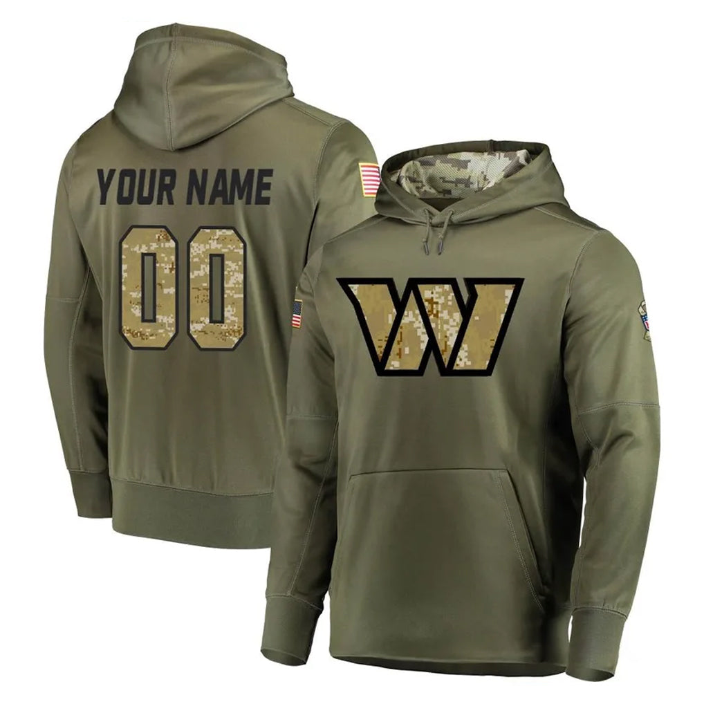Mdoa Custom W.Commanders Olive Salute to Service Pullover Hoodie Limited Home Game Any Name & Numbers Stitched Jerseys