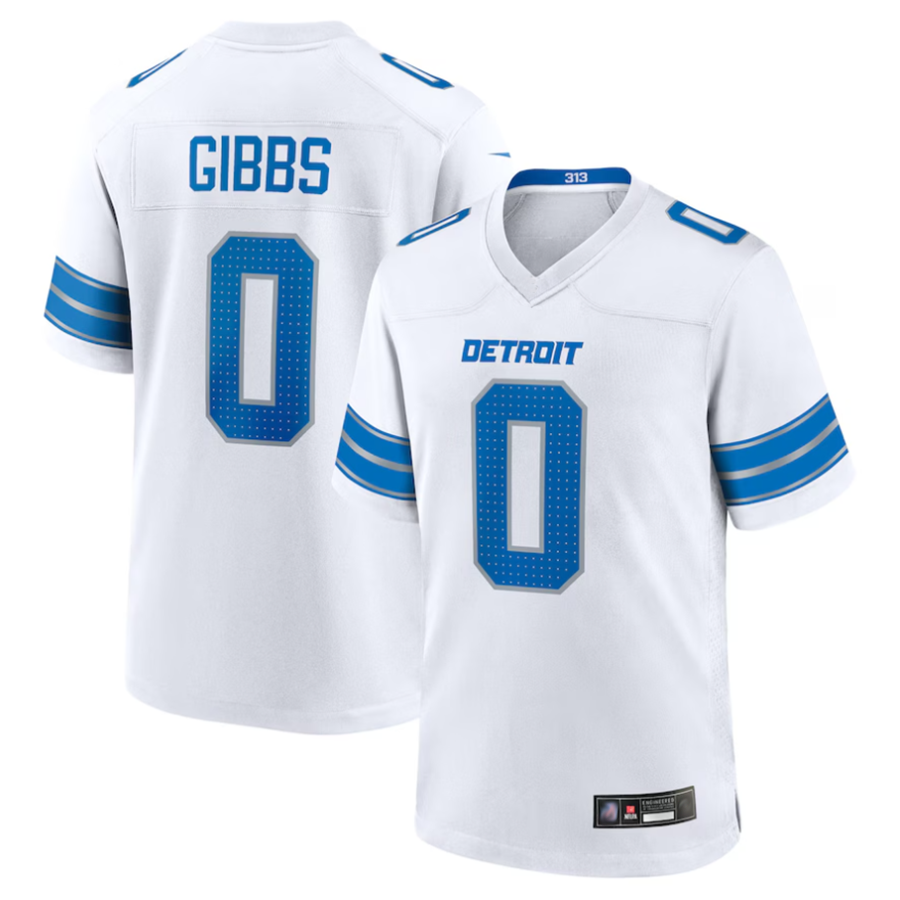 Mdoa D.Lions #0 Jahmyr Gibbs Player White Replica Game Stitched Jerseys
