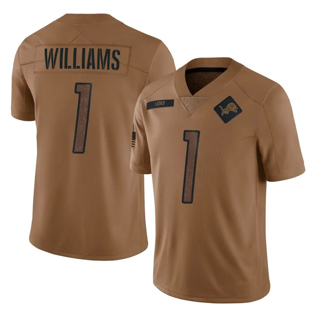 Mdoa D.Lions #1 Jameson Williams Player Brown Salute To Service Limited Stitched Jerseys