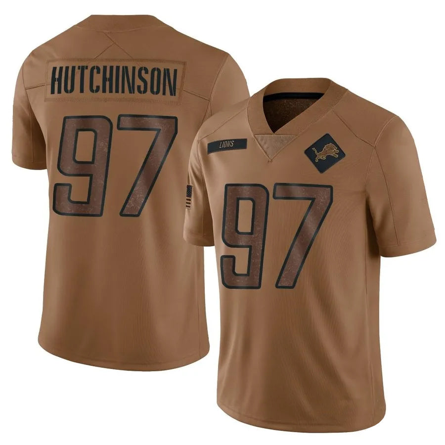 Mdoa D.Lions #97 Aidan Hutchinson Player Brown Salute To Service Limited Stitched Jerseys
