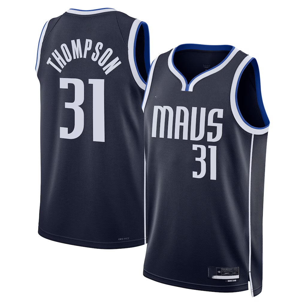Mdoa D.Mavericks #31 Klay Thompson Navy Statement Edition Swingman Stitched Jerseys