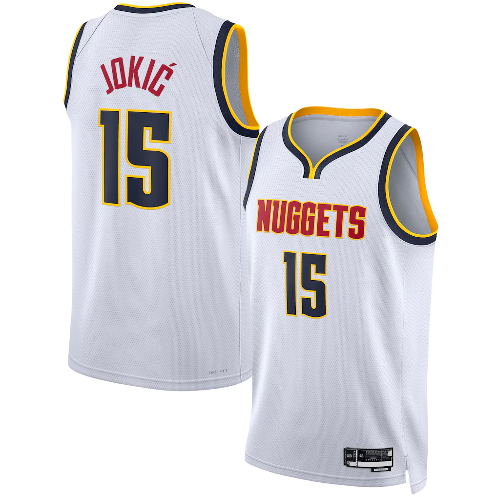 Mdoa D.Nuggets #15 Nikola Jokic White Swingman Jerseys - Association Edition