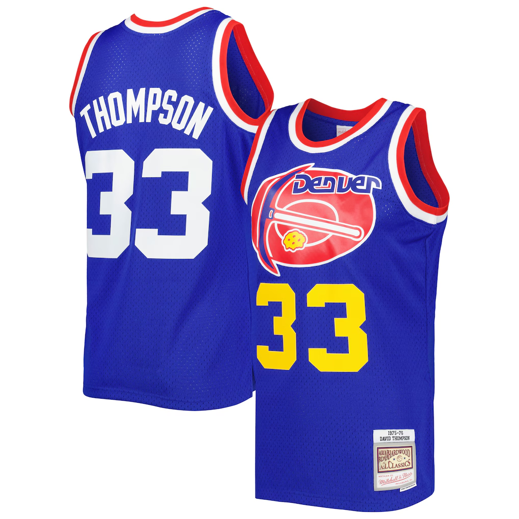 Mdoa D.Nuggets #33 David Thompson Mitchell & Ness Royal Hardwood Classics 1975-76 Swingman Jersey