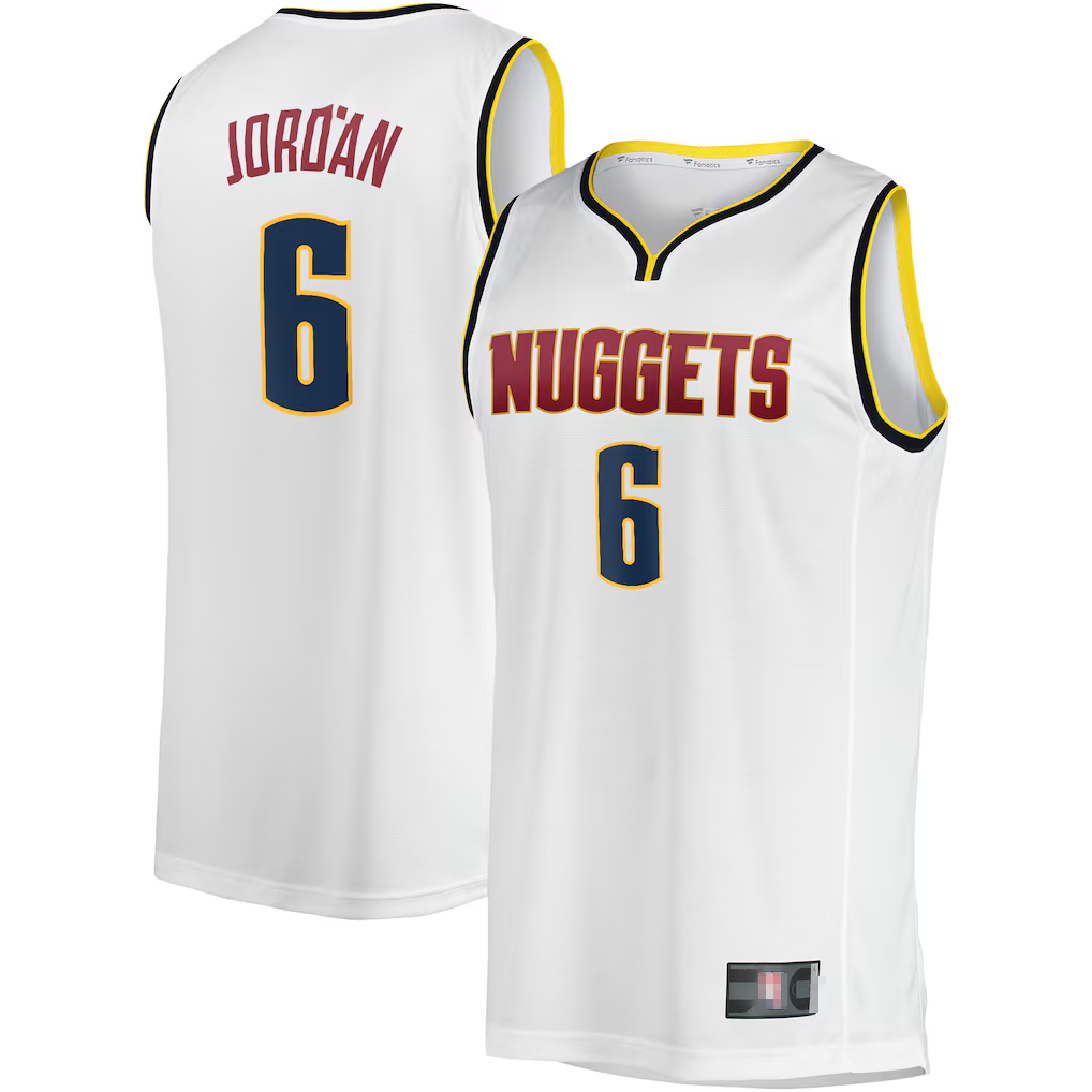 Mdoa D.Nuggets #6 DeAndre Jordan White Fast Break Player Jerseys - Association Edition