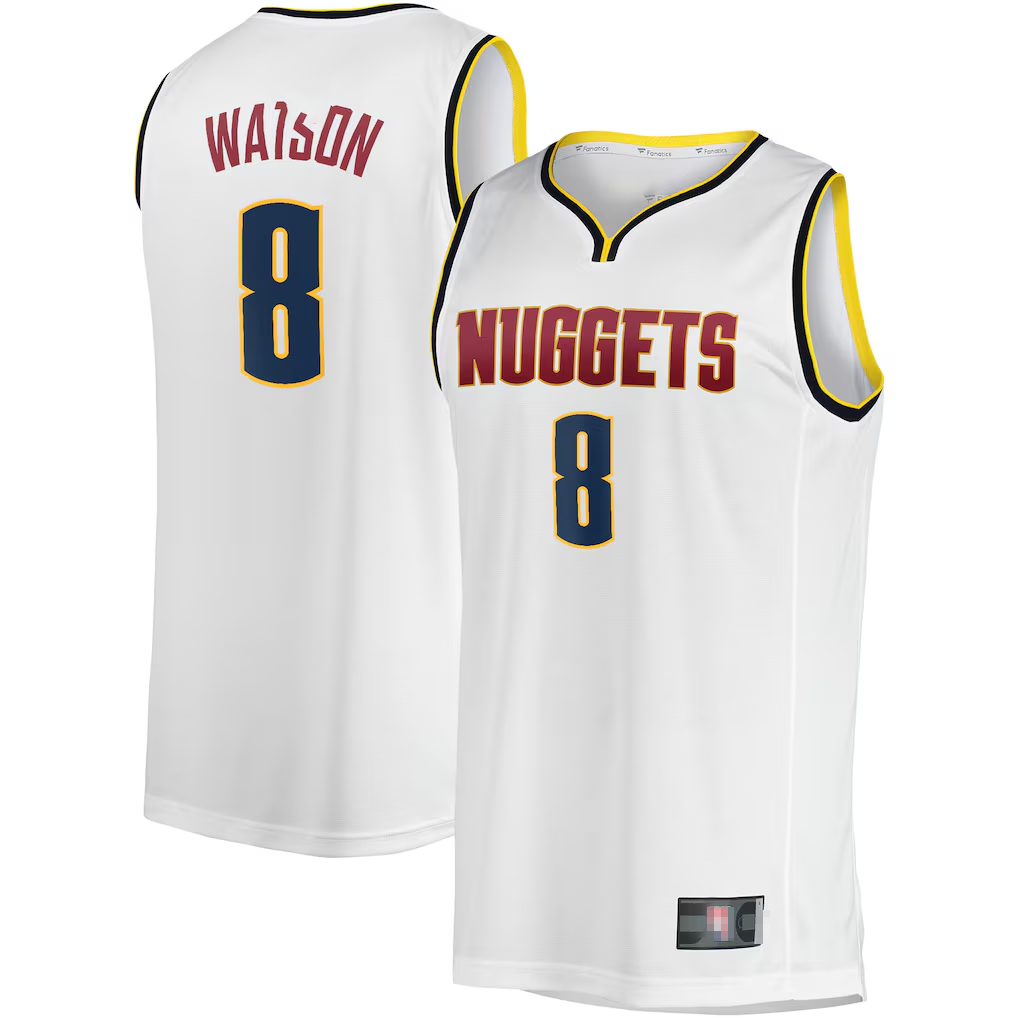 Mdoa D.Nuggets #8 Peyton Watson White Fast Break Player Jerseys - Association Edition