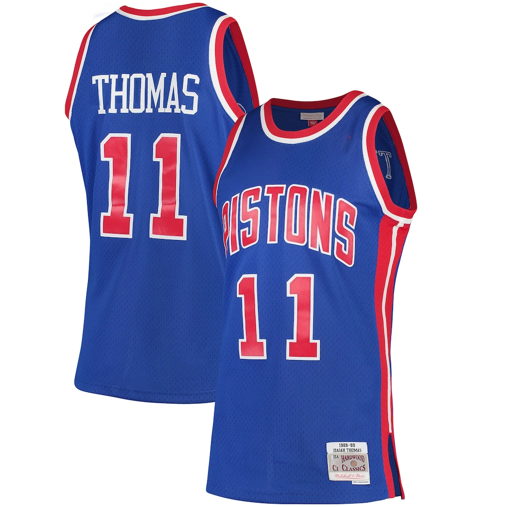 Mdoa D.Pistons #11 Isiah Thomas Mitchell & Ness Blue 198889 Hardwood Classics Swingman Jerseys