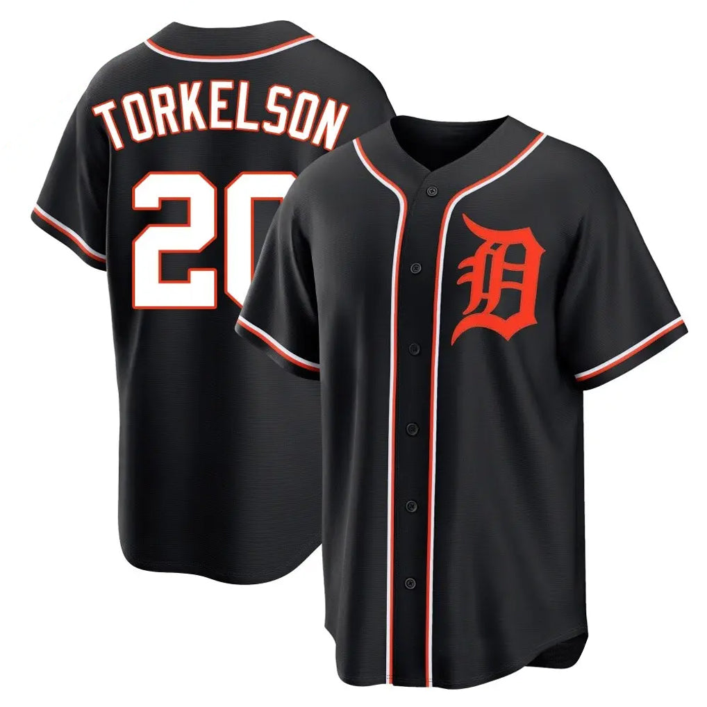 Mdoa D.Tigers #20 Spencer Torkelson Player Black Fashion Out Home Game Stitched Jerseys