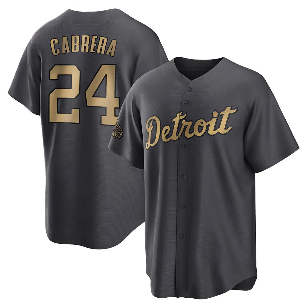 Mdoa D.Tigers #24 Miguel Cabrera Player Charcoal All-Star Home Game Stitched Jerseys