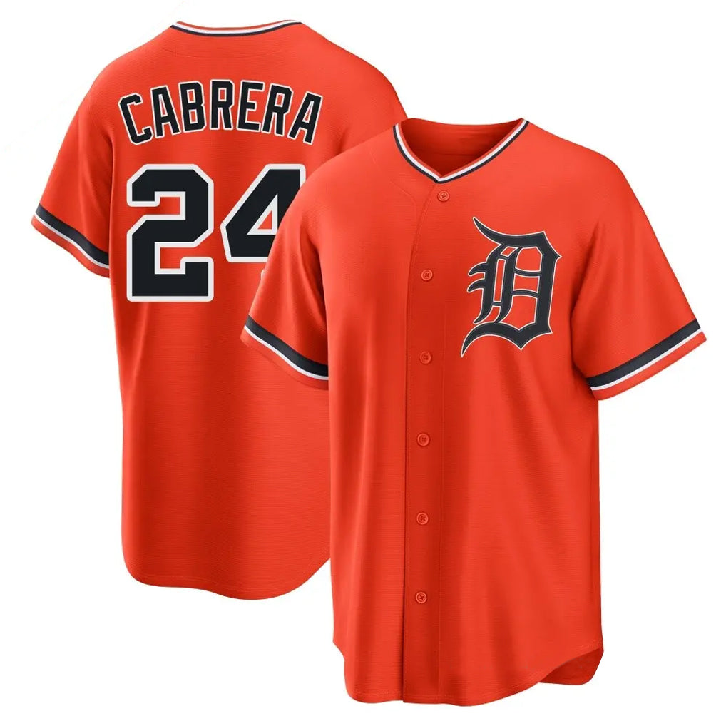 Mdoa D.Tigers #24 Miguel Cabrera Player Orange Home Game Stitched Jerseys