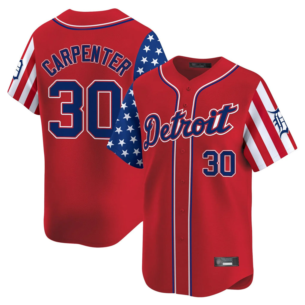 Mdoa D.Tigers #30 Kerry Carpenter Player Red Independence Day Vapor Premier Limited Stitched Jerseys