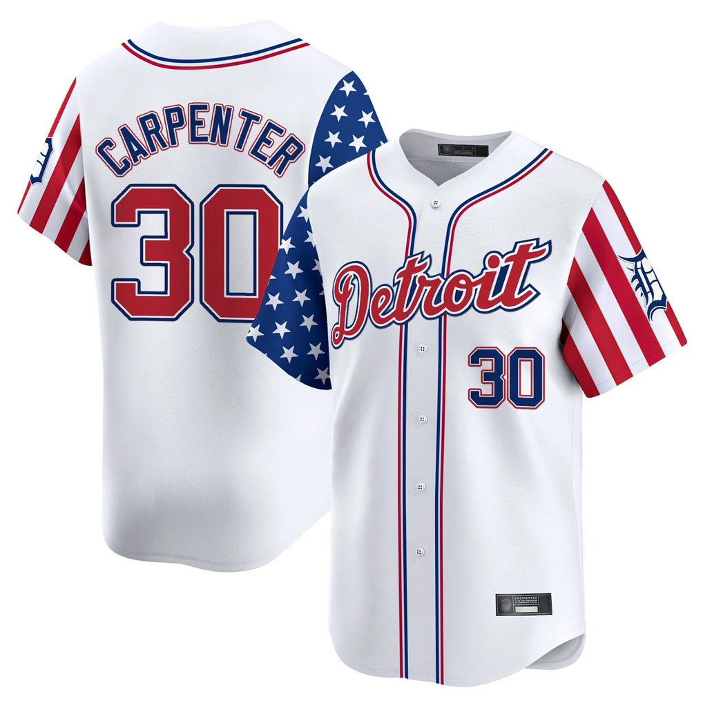 Mdoa D.Tigers #30 Kerry Carpenter Player White Independence Day Vapor Premier Limited Stitched Jerseys