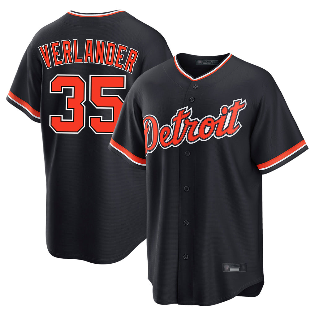 Mdoa D.Tigers #35 Justin Verlander Player Navy Home Game Stitched Jerseys