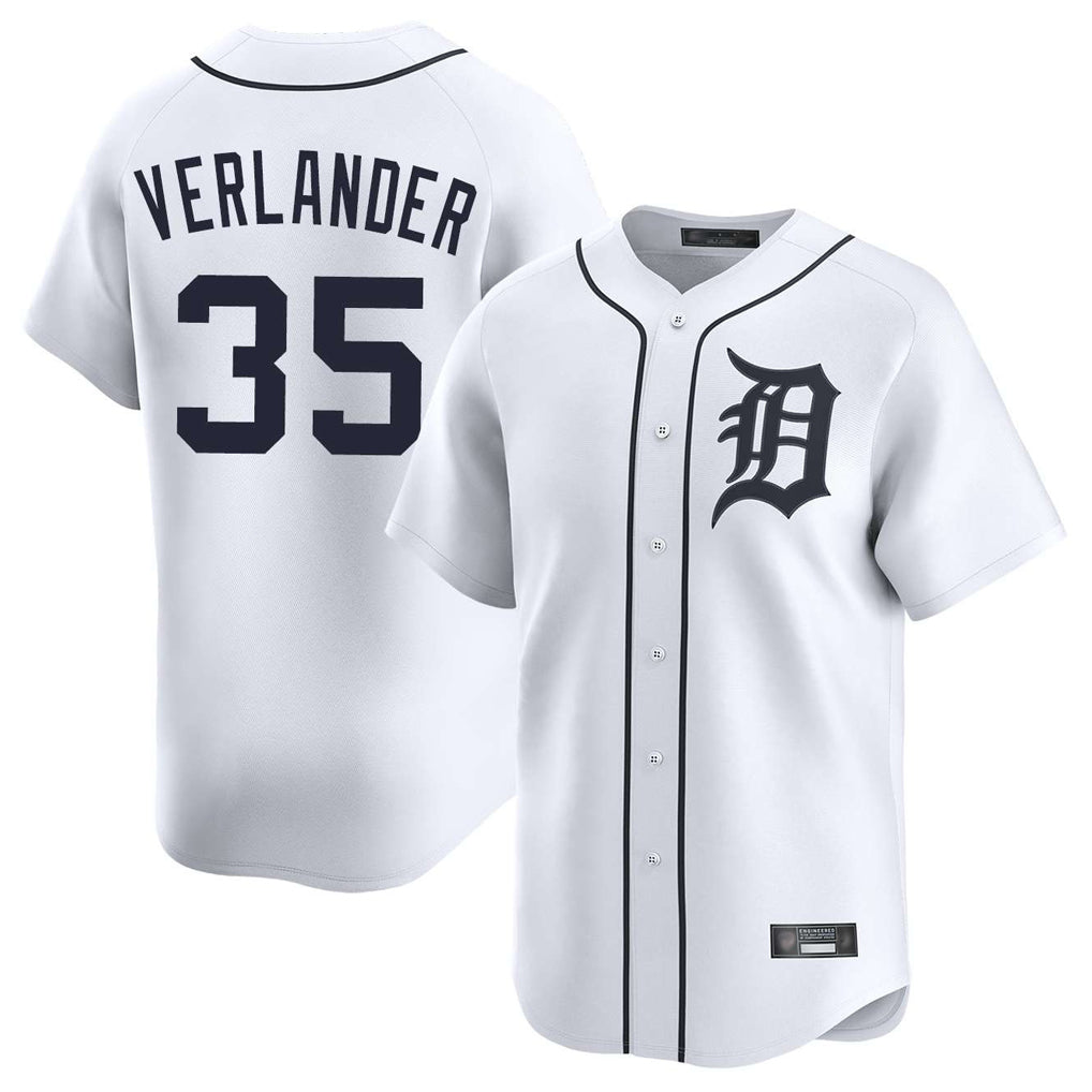 Mdoa D.Tigers #35 Justin Verlander Player White Home Limited Stitched Jerseys