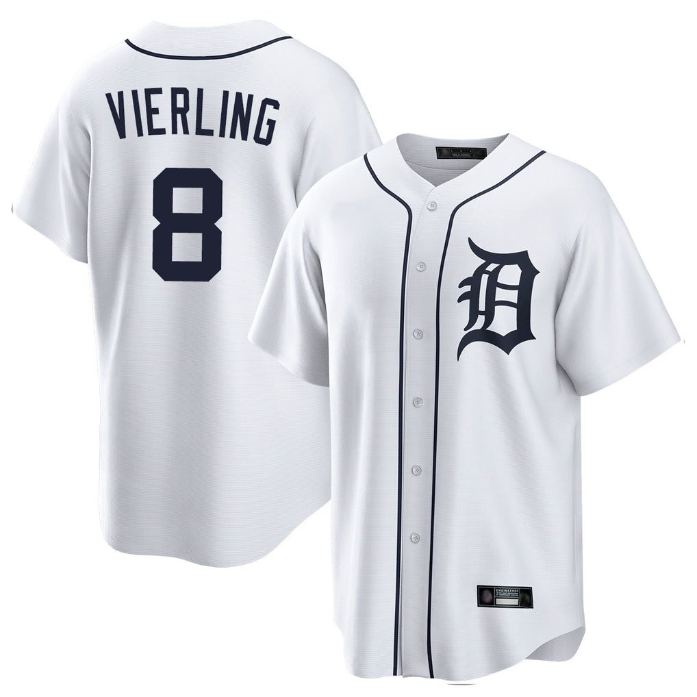 Mdoa D.Tigers #8 Matt Vierling Player White Home Game Stitched Jerseys