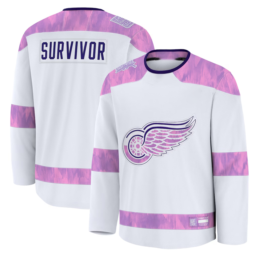 Mdoa D.Red wings White Hockey Fights Cancer Survivor Practice Jerseys