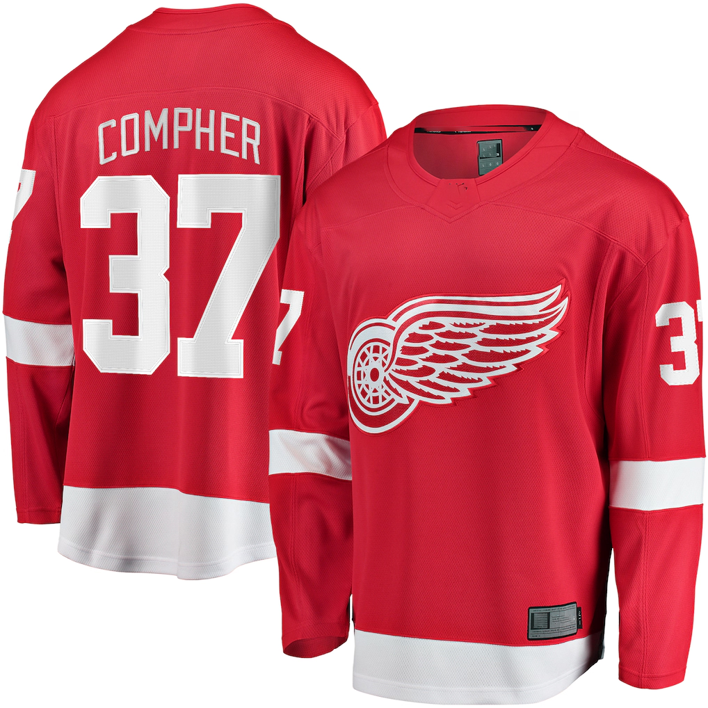 Mdoa D.Red wings #37 J.T. Compher Red Home Breakaway Jersey