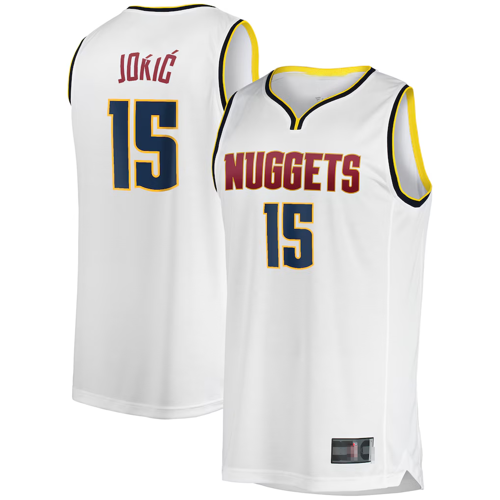 Mdoa D.Nuggets #15 Nikola Jokic White Fast Break Player Jerseys - Association Edition