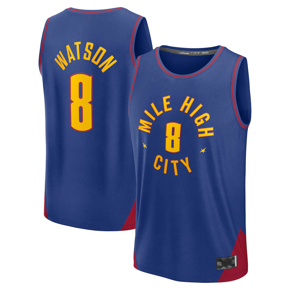 Mdoa D.Nuggets #8 Peyton Watson Blue Fast Break Replica Player Jerseys - Statement Edition