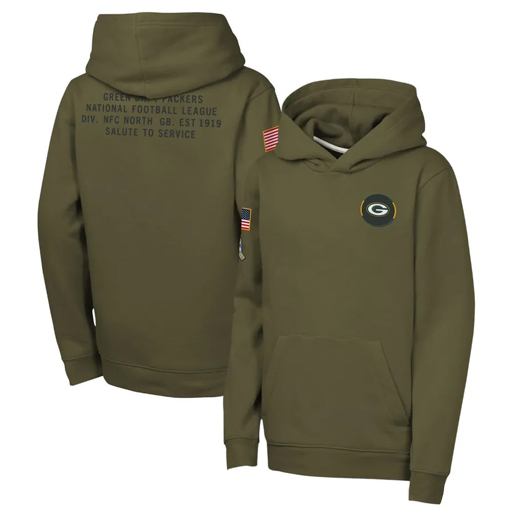 Mdoa GB.Packers Olive Salute to Service Pullover Hoodies Limited Blank Player Stitched Jerseys