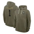 Mdoa GB.Packers #1 Micah Parsons Player Olive Salute to Service Pullover Hoodies Limited Stitched Jerseys