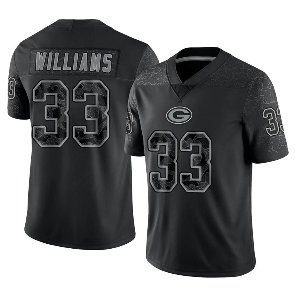 Mdoa GB.Packers #33 Evan Williams Player Black Reflective Limited Home Game Stitched Jerseys