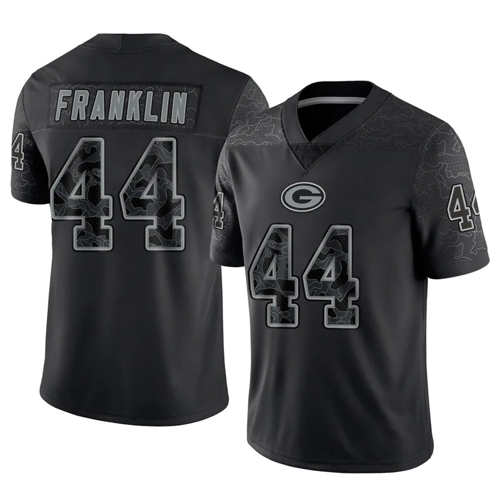 Mdoa GB.Packers #44 Zaire Franklin Player Black Reflective Limited Home Game Stitched Jerseys