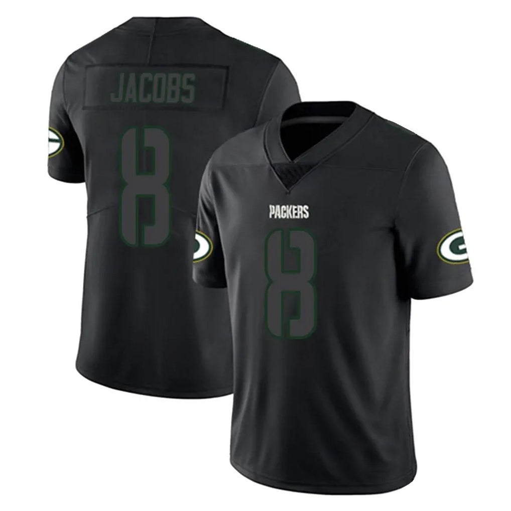 Mdoa GB.Packers #8 Josh Jacobs Player Black Impact Limited Home Game Stitched Jerseys