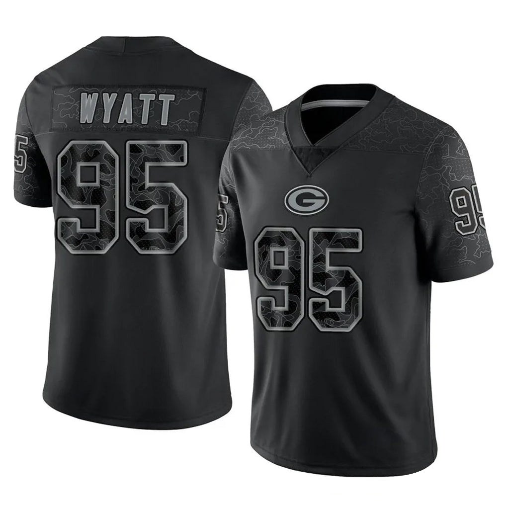 Mdoa GB.Packers #95 Devonte Wyatt Player Black Reflective Limited Home Game Stitched Jerseys