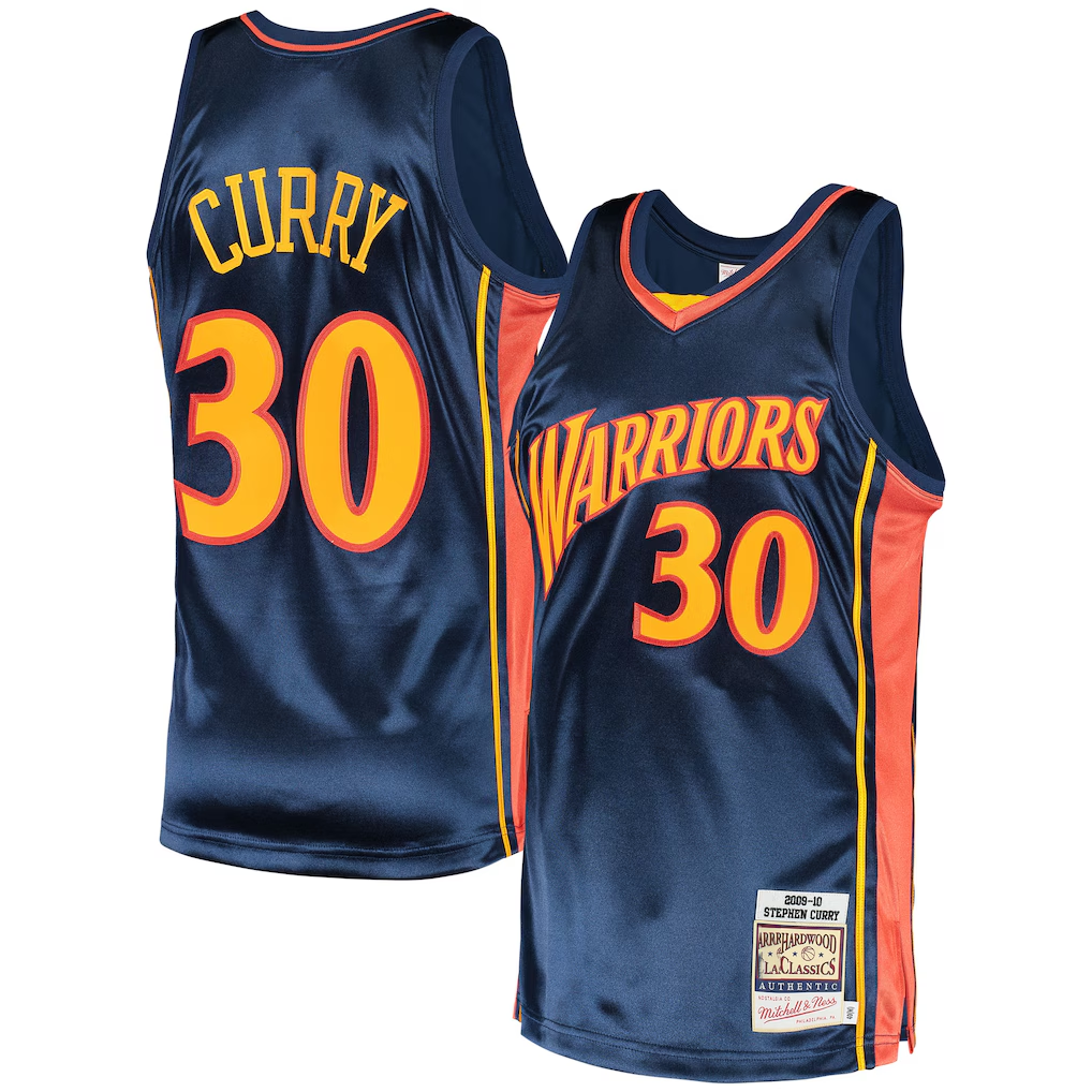 Mdoa G.State Warriors #30 Stephen Curry Mitchell & Ness Navy 2009-10 Hardwood Classics Authentic Jerseys