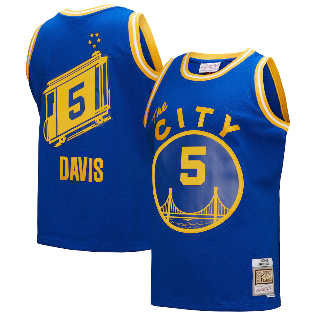 Mdoa G.State Warriors #5 Baron Davis Mitchell & Ness Royal Hardwood Classics 200405 Swingman Jerseys