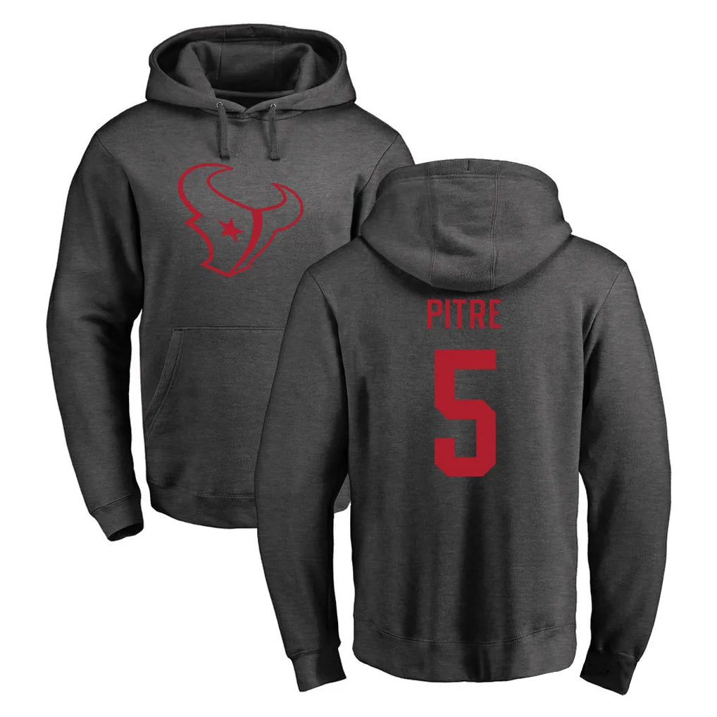 Mdoa H.Texans #5 Jalen Pitre Player Gray Pro Line Pullover Hoodie Limited Game Stitched Jerseys