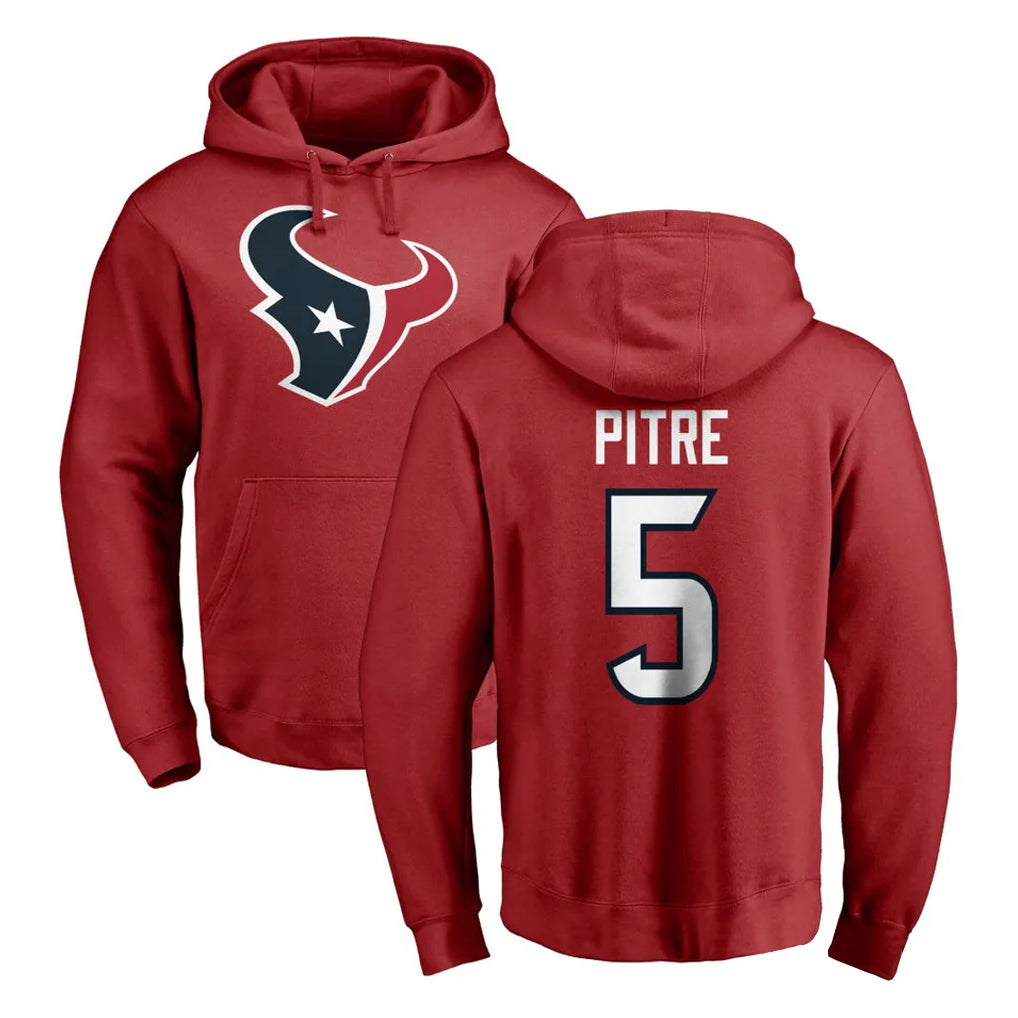 Mdoa H.Texans #5 Jalen Pitre Player Red Pro Line Pullover Hoodie Limited Game Stitched Jerseys