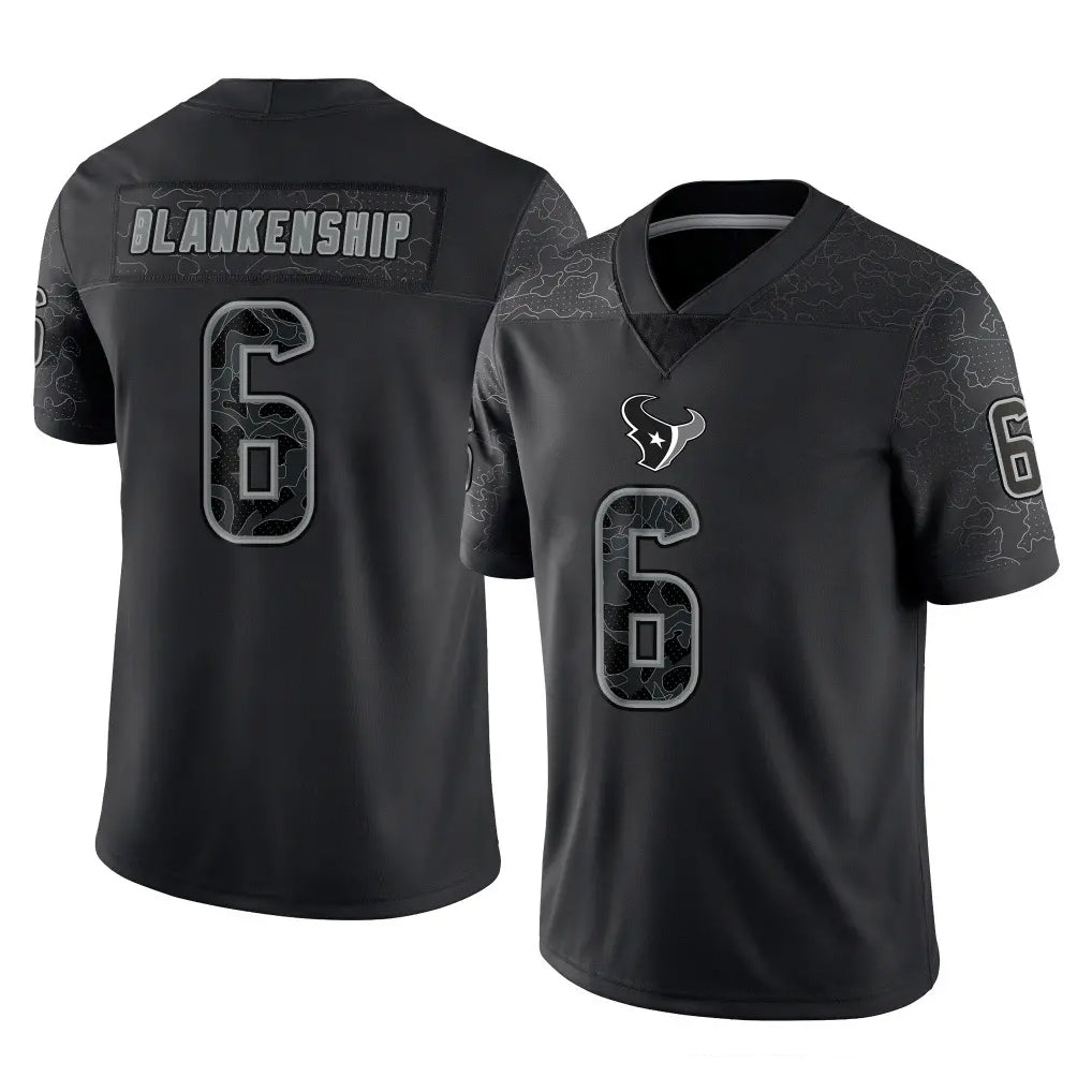 Mdoa H.Texans #6 Reed Blankenship Player Black Reflective Limited Game Stitched Jerseys