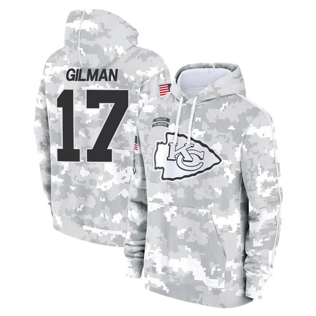 Mdoa KC.Chiefs #17 Alohi Gilman Player Arctic Camo Salute to Service Hoodies Limited Game Stitched Jerseys