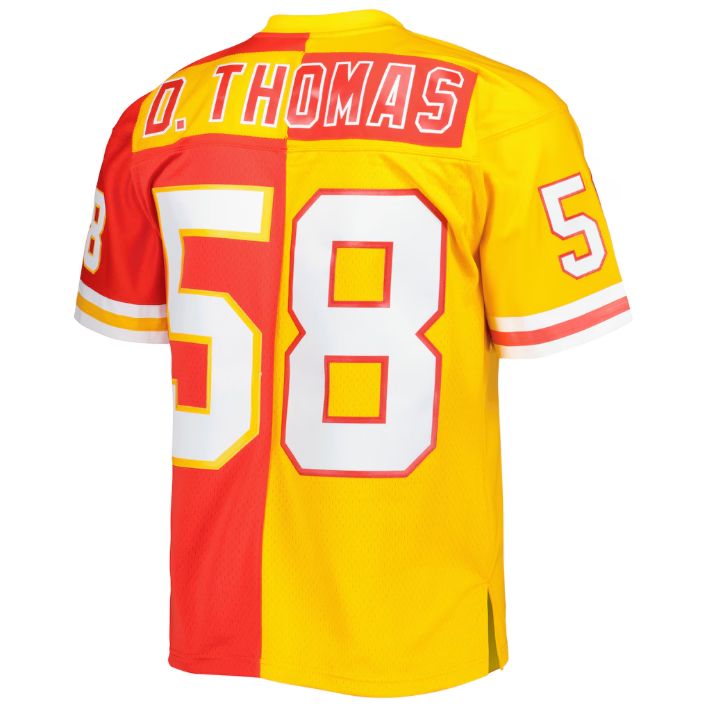 Mdoa KC.Chiefs #58 Derrick Thomas Mitchell & Ness RedGold 1994 Split Legacy Replica Stitched Puhic Jersey