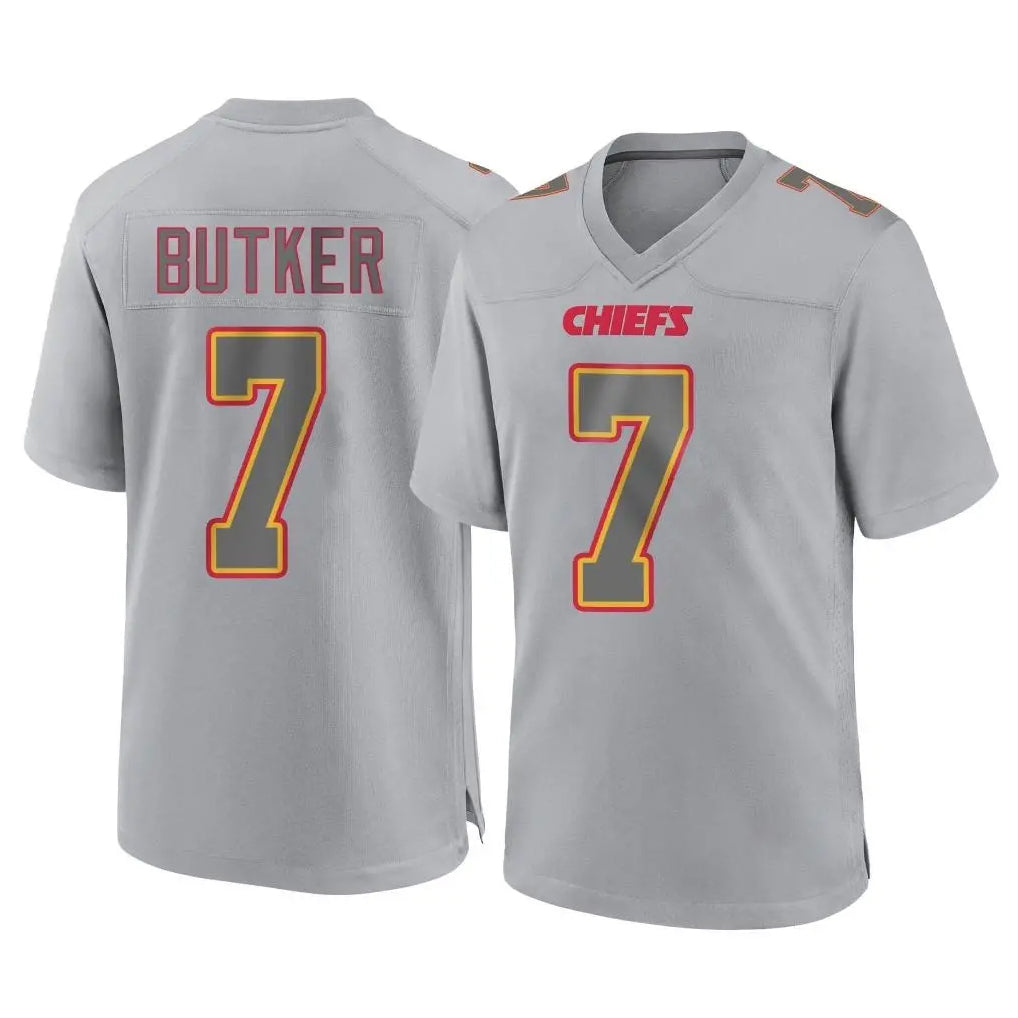 Mdoa KC.Chiefs #7 Harrison Butker Player Gray Atmosphere Fashion Game Stitched Jerseys