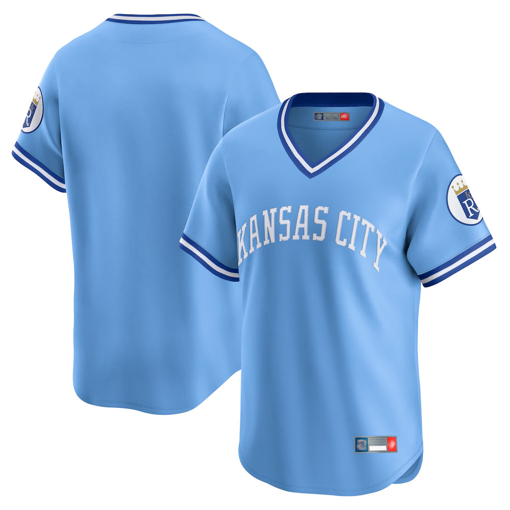 Mdoa KC.Royals Light Blue Limited Throwback Cooperstown Collection Blank Player T-shirt Stitched Jerseys