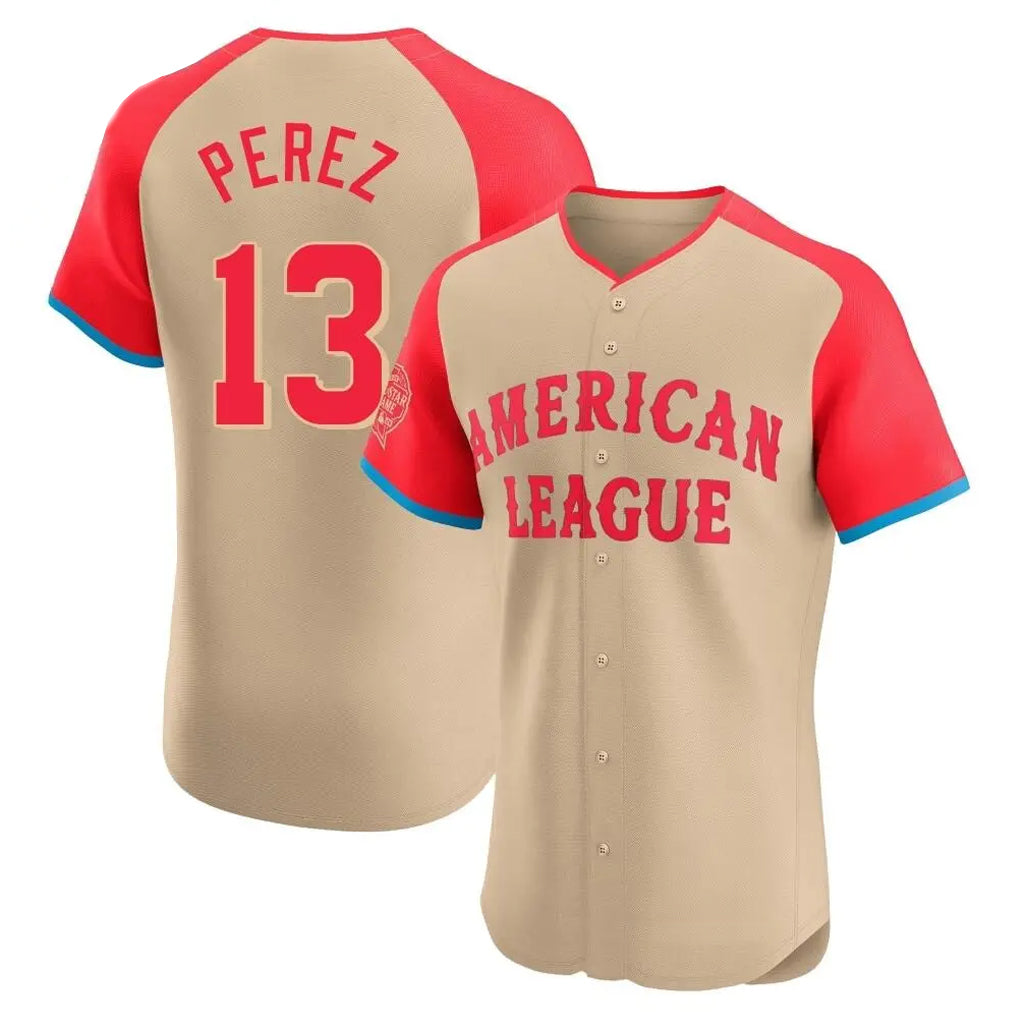 Mdoa KC.Royals #13 Salvador Perez Player Cream American League All-Star Game Limited Home Stitched Jerseys