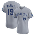 Mdoa KC.Royals #19 Michael Massey Player Gray Limited Elite Home Stitched Jerseys