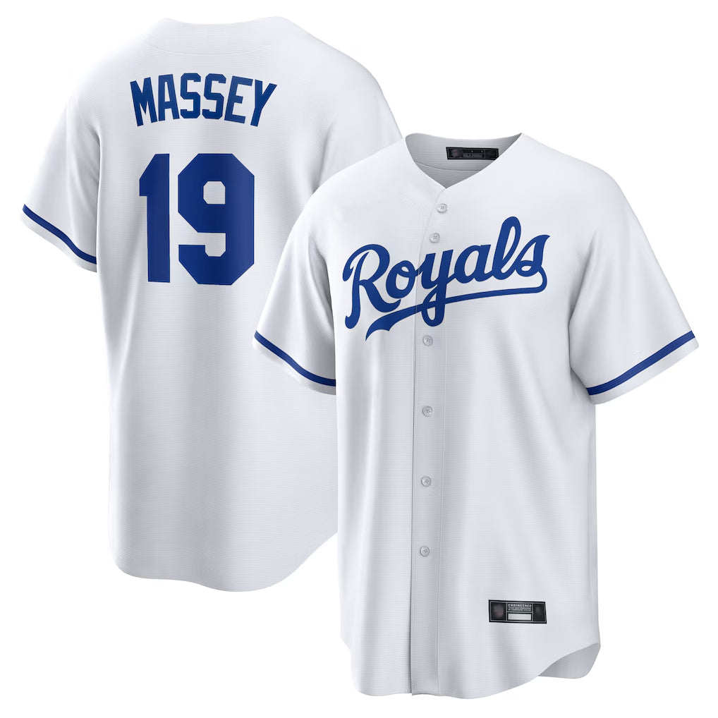 Mdoa KC.Royals #19 Michael Massey Player White Home Game Stitched Jerseys