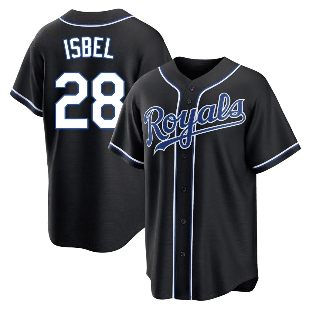 Mdoa KC.Royals #28 Kyle Isbel Player Black Carbon Fashion Home Game Stitched Jerseys