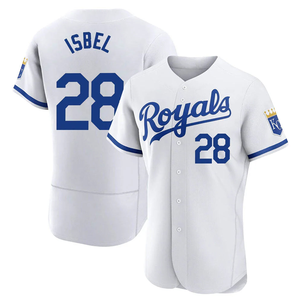 Mdoa KC.Royals #28 Kyle Isbel Player White Limited Elite Home Game Stitched Jerseys