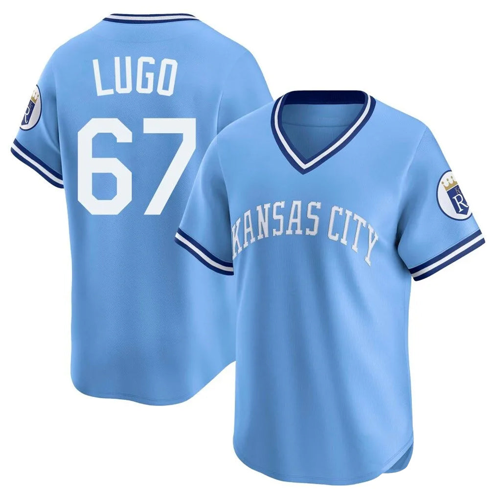 Mdoa KC.Royals #67 Seth Lugo Player Light Blue Limited Throwback Cooperstown Collection T-shirt Stitched Jerseys