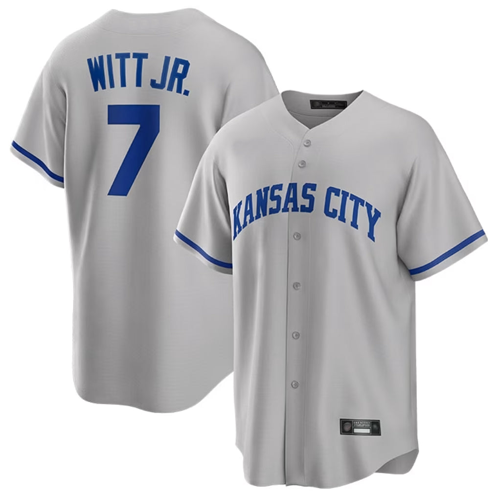 Mdoa KC.Royals #7 Bobby Witt Jr. Player Gray Game Home Stitched Jerseys