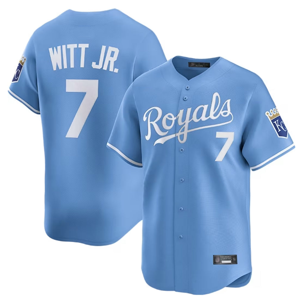 Mdoa KC.Royals #7 Bobby Witt Jr. Player Light Blue Alt Limited Home Stitched Jerseys