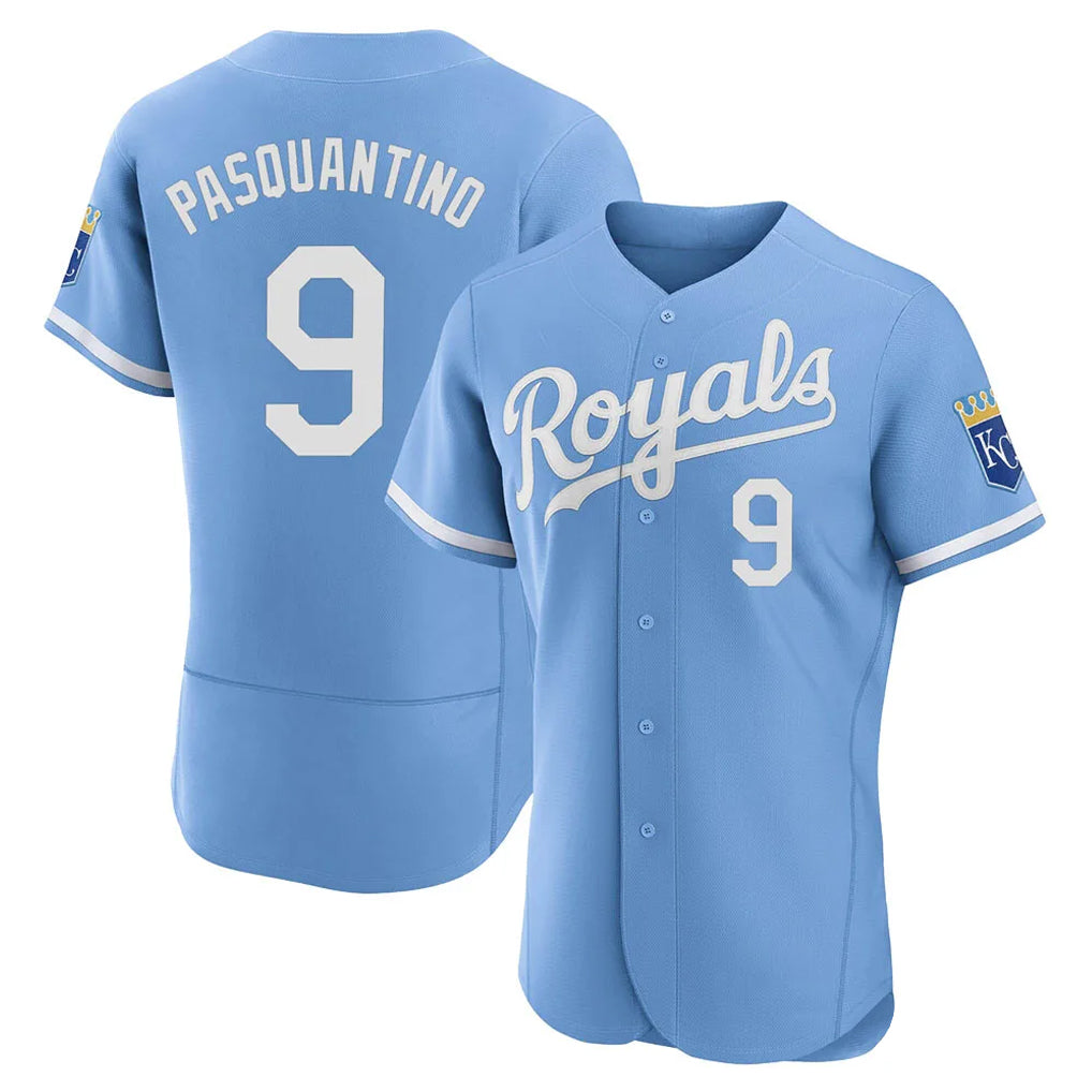 Mdoa KC.Royals #9 Vinnie Pasquantino Player Light Blue Alt Limited Elite Home Stitched Jerseys