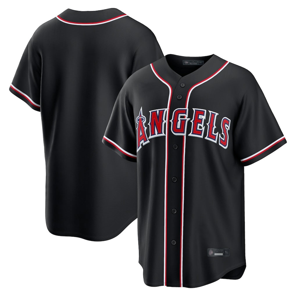 Mdoa LA.Angels Black Fashion Out Home Game Blank Player Stitched Jerseys