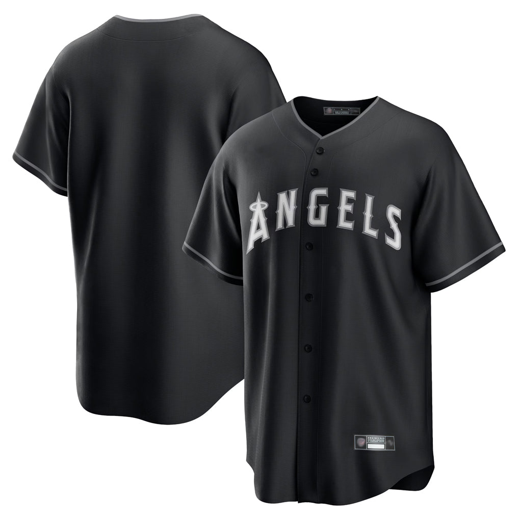 Mdoa LA.Angels Black Lights Out Fashion T-shirt Blank Player Stitched Jerseys